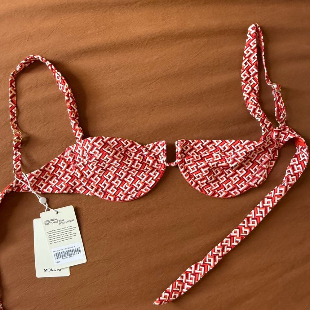 Monday Swimwear Red Geometric Bikini Top - ISO small top, willing to trade